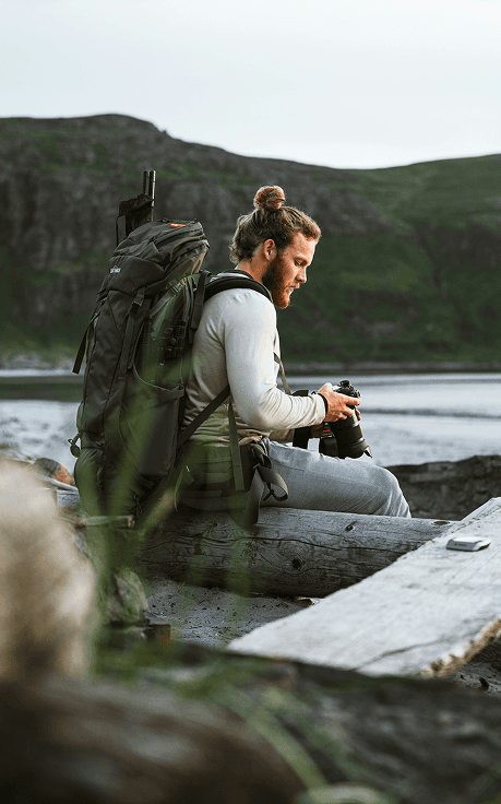 Solo traveller with backpack